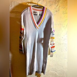 Anthropologie Daily Practice NWT multicolor Striped V-Neck Sweater dress, lovely